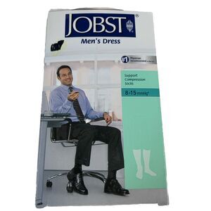 JOBST Men’s Dress Support Compression Socks Black 8-15 MmHg Large Knee CT